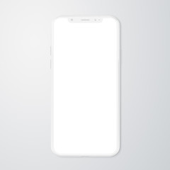White modern smartphone mockup isolated on grey 3D rendering