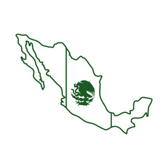 mexican flag in map cinco de mayo celebration line style icon