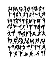 Martial Art Set Silhouette, art vector design