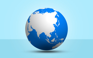 3d render globe sphere on blue background