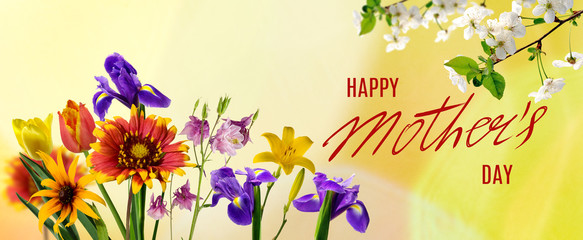 Mother's day greeting card with flowers