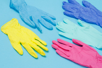 Color medical latex gloves for personal protection.