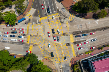 Top view of Hong Kong traffic