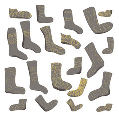 Warm socks set. Vector casual footwears collection.