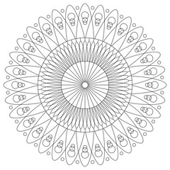 Flower Mandala. Circular pattern in form of mandala for Henna Mehndi or tattoo decoration. Decorative ornament in ethnic oriental style, vector illustration. Coloring book page.
