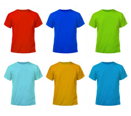 Mockup of a template of a color men's t-shirts on a white background