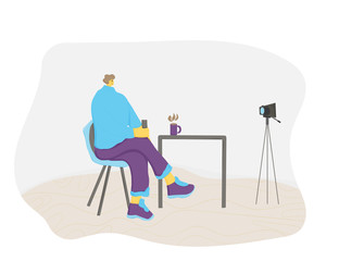 People sitting in the chair. Vector person.