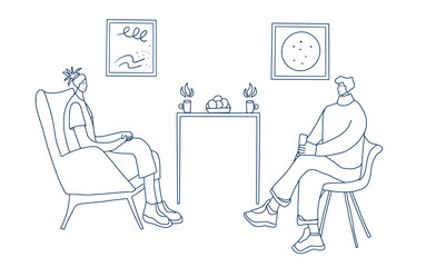People sitting in the chair. Vector person.