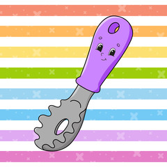 Spoon for spaghetti. Colorful vector illustration. Cartoon character. Isolated on color background. Design element. Template for your design.