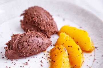 Vegan Chocolate Mousse with Caramelized Oranges