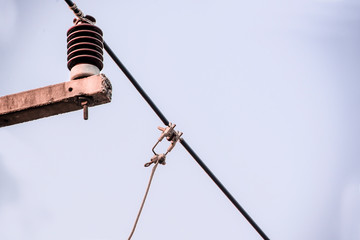 Obraz premium Hotline Clamp is a device that provides speed for cutting or connecting high voltage electricity.