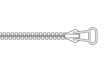 Black isolated zip fastener on white background. Lock line zipper.