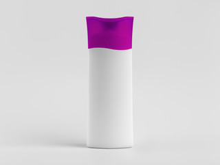 Template of a white bottle of shampoo on a white background