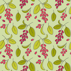 Red barberry icons pattern. Barberry seasoning seamless background. Seamless pattern vector illustration