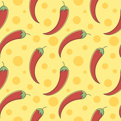 Red hot chili pepper icons pattern. Chili cayenne seamless background. Seamless pattern vector illustration