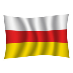 Obraz premium South Ossetia flag background with cloth texture. South Ossetia Flag vector illustration eps10. - Vector