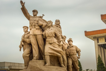 Monument in front of Mao's Mausoleum on Tiananmen Square