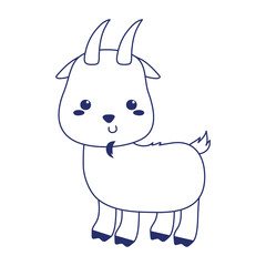 cute little goat animal cartoon isolated icon design line style
