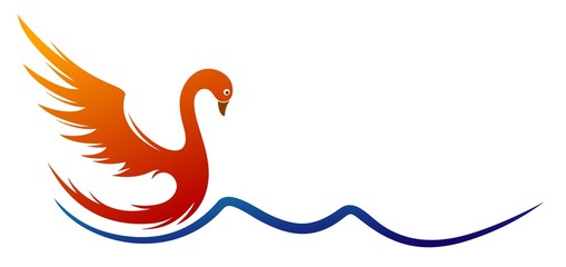 A symbol of red bird with wave.