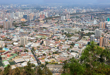 Santiago, Chile, View of the city from the San Cristobal hill.  From the hill of San Cristobal...