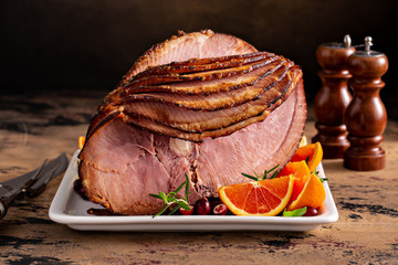 Christmas ham brown sugar glazed spiral cut