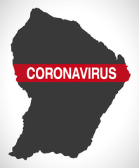 French Guiana map with Coronavirus warning illustration