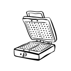 waffle iron icon vector black on white background, waffle iron doodle trendy filled icons from Kitchen collection, waffle iron simple element illustration