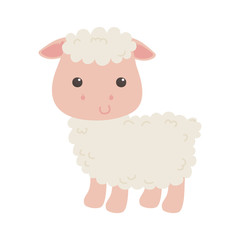 cute little sheep animal cartoon isolated icon design