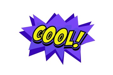 Cool burst wow comic text speech bubble. Colored pop art style sound effect. isolated on white background