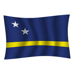 Curacao flag background with cloth texture. Curacao Flag vector illustration eps10. - Vector
