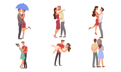 Happy smiling couples in love in everyday life vector illustration