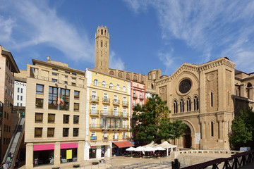 Fototapeta na wymiar La Seu Vella cathedral and Sant Joan square, LLeida, Catalonia,Spain