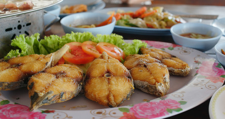Thai style cuisine at outdoor restaurant