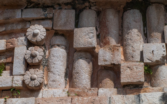 Close-up of mayan symbols at the ruins of Labná, Yucatan, Mexico