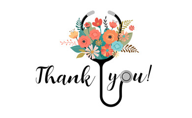 Thank you, doctor and nurse - COVID-19 pandemic concept, vector illustration stock illustration