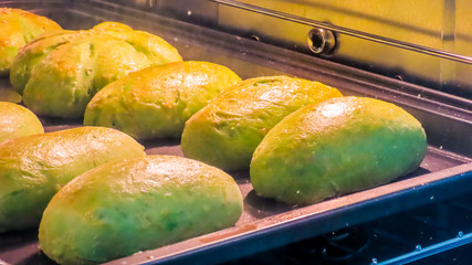 Bread is baked in the baking oven