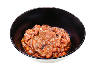 portion of lobio in black bowl isolated