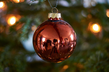 Christmas tree with Christmas decoration; Nordmann fir (Abies nordmanniana)