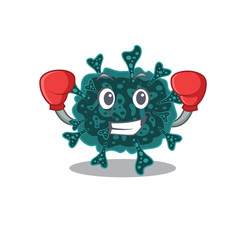 A sporty boxing athlete mascot design of herdecovirus with red boxing gloves
