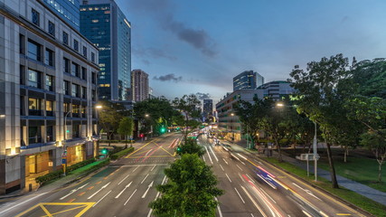 Old Hill Street Police Station historic building in Singapore day to night timelapse.