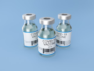 Three vials of covid-19 vaccine for treating coronavirus