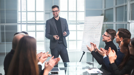 business team applauds the speaker at the business presentation