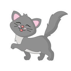 Fototapeta na wymiar Cheerful gray kitten steps forward children's illustration
