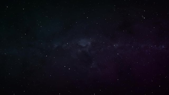 Galaxy milky way with stars in space. Low speed animation video.