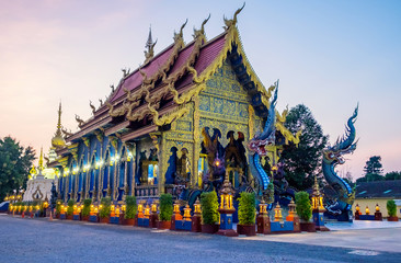 Rong Sua Ten temple with Twilight light, Chiangrai Thailand