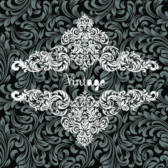 Damask wallpaper.  vector background. Black and white texture. Floral ornament