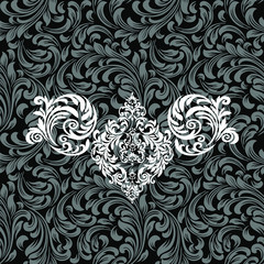 Damask wallpaper.  vector background. Black and white texture. Floral ornament