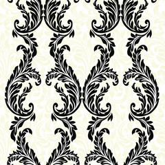 Damask wallpaper.  vector background. Black and white texture. Floral ornament