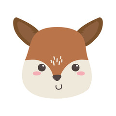 cute little deer face animal cartoon isolated design