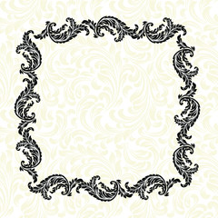 Damask wallpaper.  vector background. Black and white texture. Floral ornament